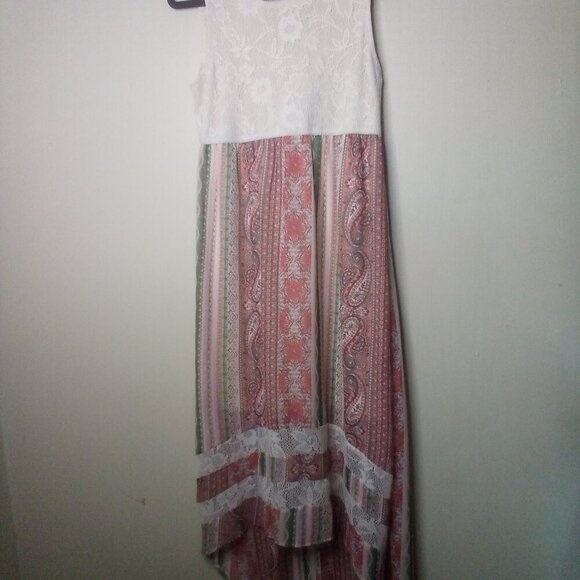 Live To Be Spoiled Dress L Sleeveless High Low Hem Crochet Top Detail Pattern - Picture 15 of 16